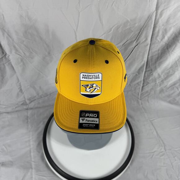 Nashville Predators Hat Cap Snap Back Yellow Navy NHL Hockey Mens Authentic Pro - Picture 6 of 7